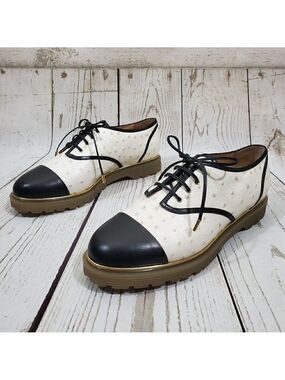 Charlotte Olympia Derby Oxford Womens Size 39 US 9 Ostrich Embossed Leather